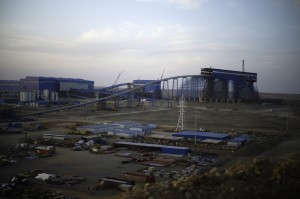 Mongolia - Oyu Tolgoi - The processing conveyor under construction is seen at the Oyu Tolgoi mine