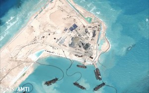 Construction at Fiery Cross Reef as of November 2014. Source: CSIS Asia Maritime Transparency Initiative and Digital Globe.