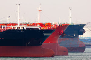 Oil-tankers docking in Rotterdam, Holland.